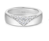 Sterling Silver & Rhodium Plated Bold Geometric Ring w/ CZ's - Size 8.5